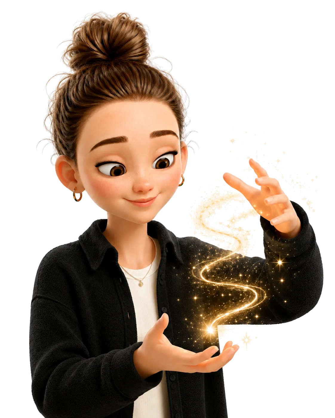 Illustrated strategist conjuring growth sparkles