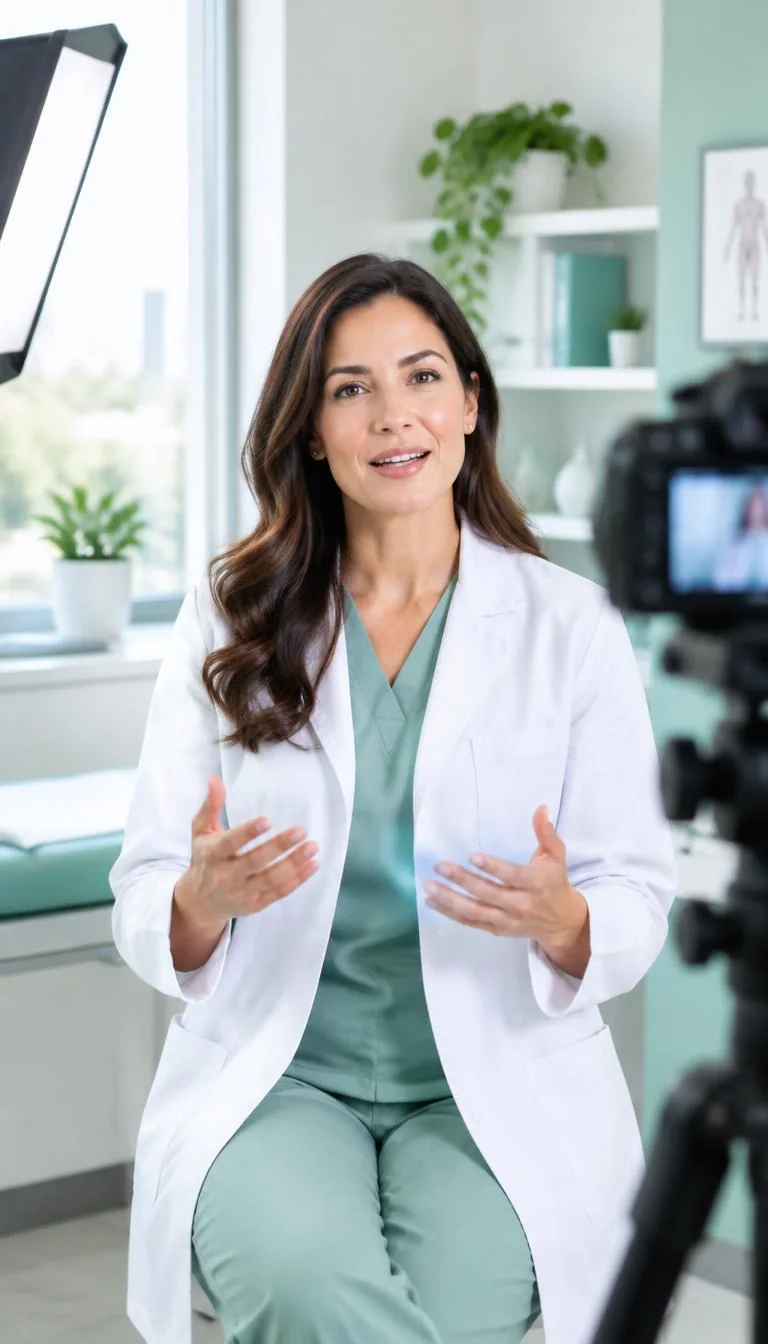 Healthcare professional filming an educational video in a clinic
